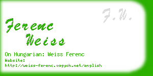 ferenc weiss business card